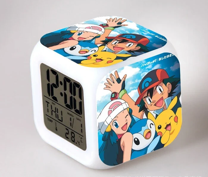 Réveil Pokémon Anime avec LED et fonction alarme dans de nombreux modèles