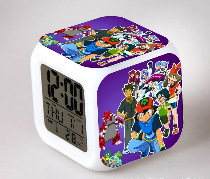 Réveil Pokémon Anime avec LED et fonction alarme dans de nombreux modèles