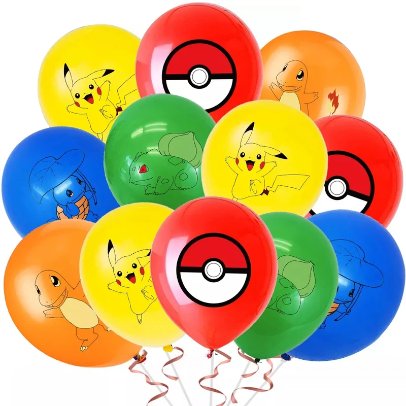 Ballons colorés (12 ou 24 pièces) pour la fête d'anniversaire Pokémon