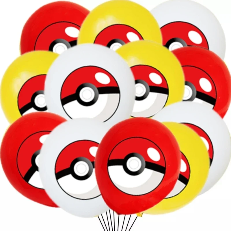 Ballons colorés (12 ou 24 pièces) pour la fête d'anniversaire Pokémon