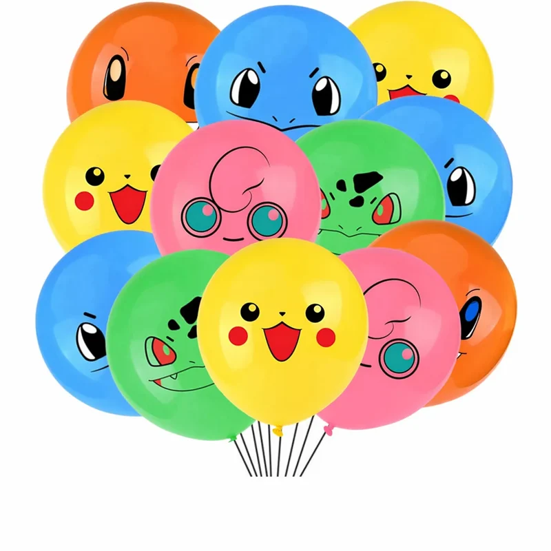 Ballons colorés (12 ou 24 pièces) pour la fête d'anniversaire Pokémon