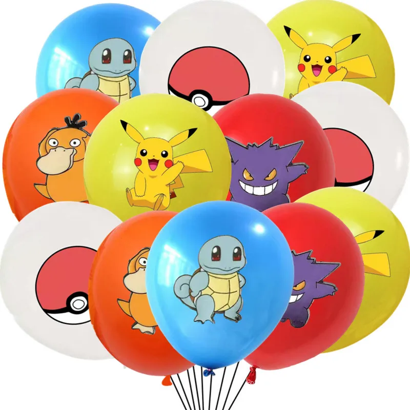 Ballons colorés (12 ou 24 pièces) pour la fête d'anniversaire Pokémon