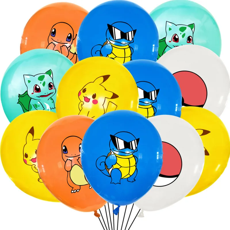Ballons colorés (12 ou 24 pièces) pour la fête d'anniversaire Pokémon