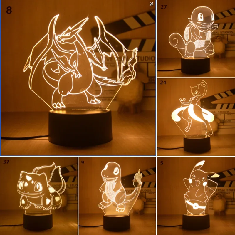 Lampe décorative Pokemon Anime, lumière chaude, veilleuse