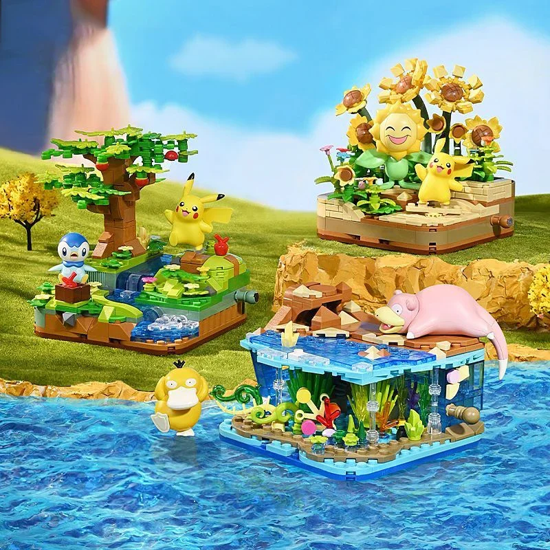 Ensembles de jouets de construction Pokémon (Pikachu Tournesol, Enton et Flegmon ou Pikachu et Plinfa)