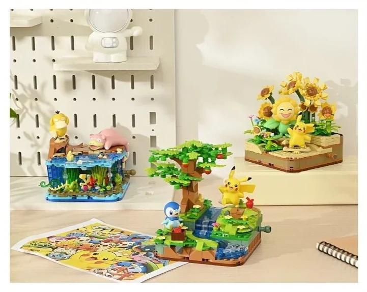 Ensembles de jouets de construction Pokémon (Pikachu Tournesol, Enton et Flegmon ou Pikachu et Plinfa)