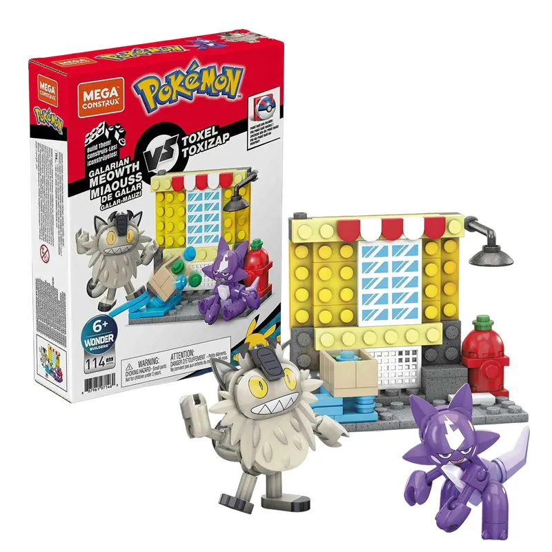 Ensembles de blocs de construction à pince MEGA Pokemon (Zigzachs et Machollo ou Meowth et Toxel)