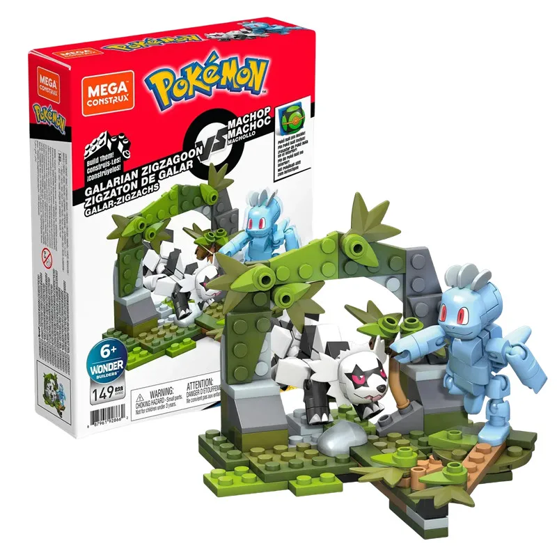 Ensembles de blocs de construction à pince MEGA Pokemon (Zigzachs et Machollo ou Meowth et Toxel)