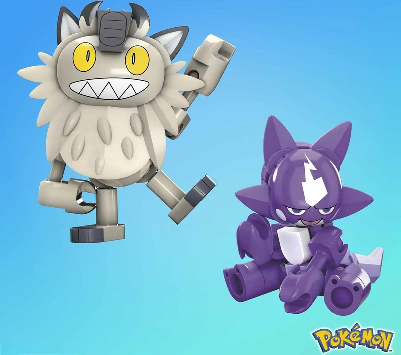 Ensembles de blocs de construction à pince MEGA Pokemon (Zigzachs et Machollo ou Meowth et Toxel)
