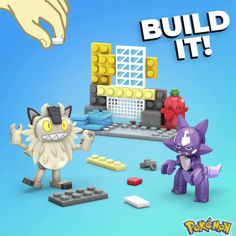 Ensembles de blocs de construction à pince MEGA Pokemon (Zigzachs et Machollo ou Meowth et Toxel)