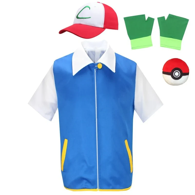 Pokémon Ash Ketchum ensemble de costumes Cosplay