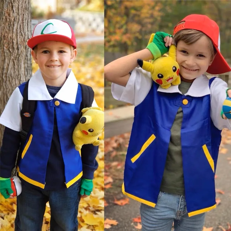 Pokémon Ash Ketchum ensemble de costumes Cosplay