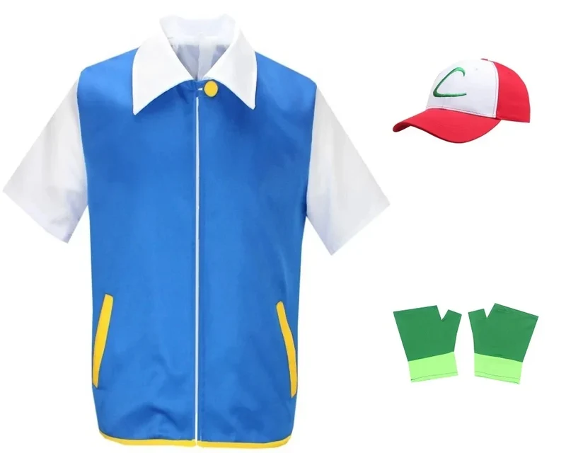 Pokémon Ash Ketchum ensemble de costumes Cosplay