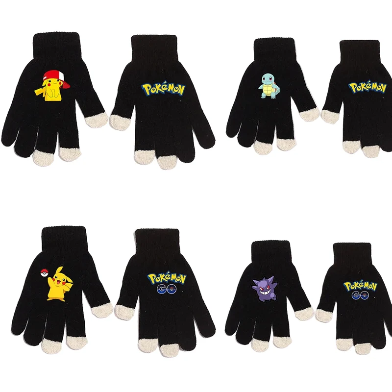 Gants d'hiver chauds aux motifs Pikachu et Pokémon pour adultes