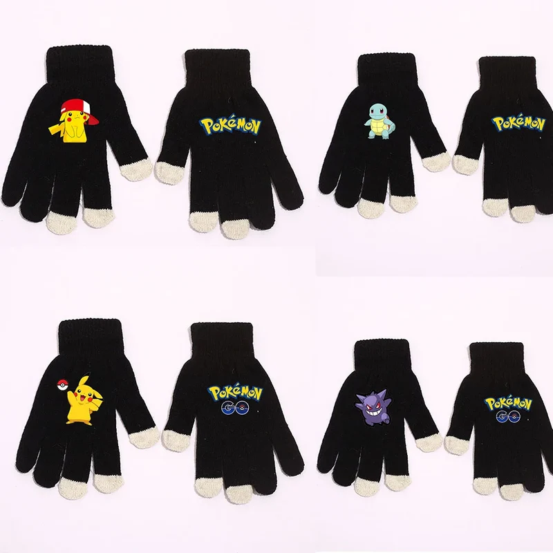 Gants d'hiver chauds aux motifs Pikachu et Pokémon pour adultes