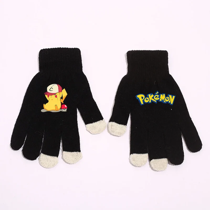 Gants d'hiver chauds aux motifs Pikachu et Pokémon pour adultes