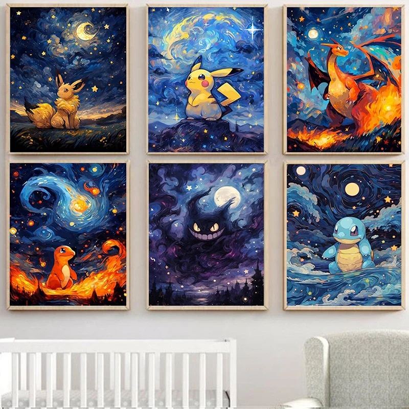 Pokémon Toile Étoiles Affiche Photos dans de nombreux motifs (Non encadré)