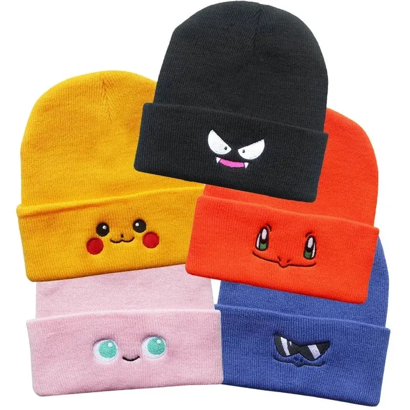 Bonnet d'hiver avec motif Pikachu, Carapuce, Jigglypuff, Psiana, Charmander ou Nebulak