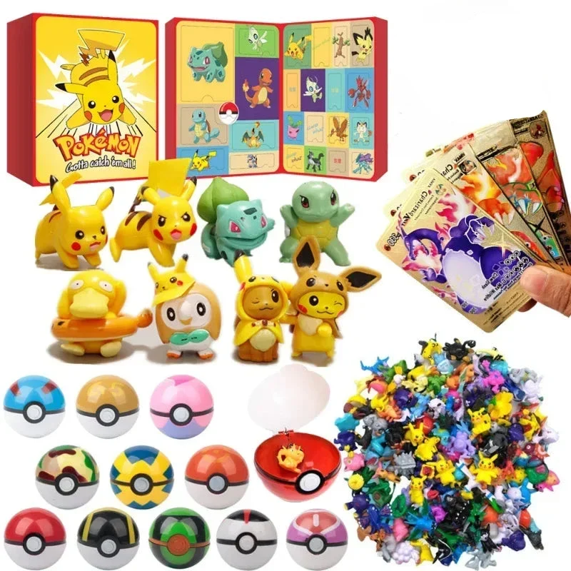 Coffret cadeau Pokémon pour Noël, Père Noël, calendrier de l'Avent avec cartes, figurines, Pokéballs