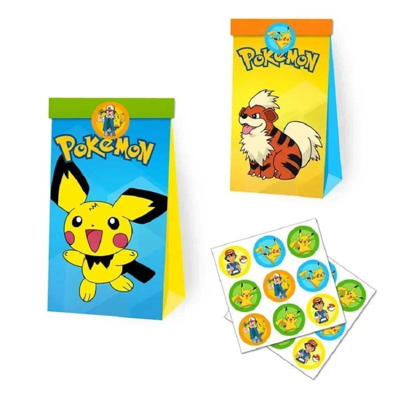 Lot de 12 sachets cadeaux Pokémon colorés pour bonbons, etc.