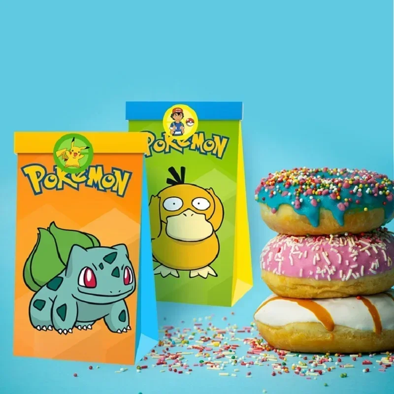 Lot de 12 sachets cadeaux Pokémon colorés pour bonbons, etc.