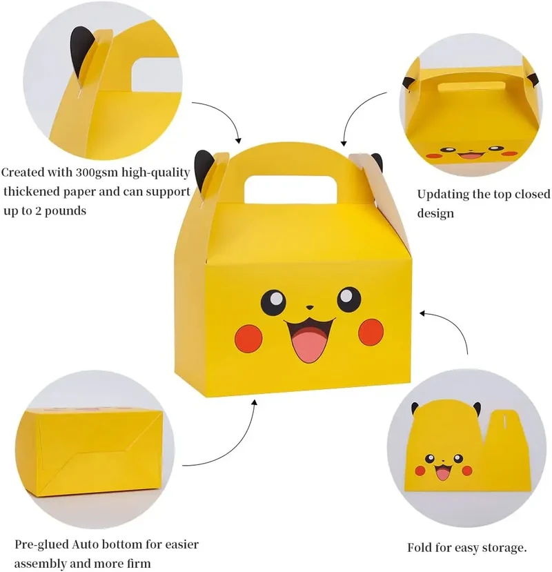 Boîte d'anniversaire Pikachu ou Pokeball pour bonbons, etc.