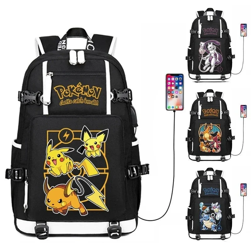 Sac à dos Charizard, Mewtwo, Gengar, Turok avec port USB (env. 47x30x15cm)