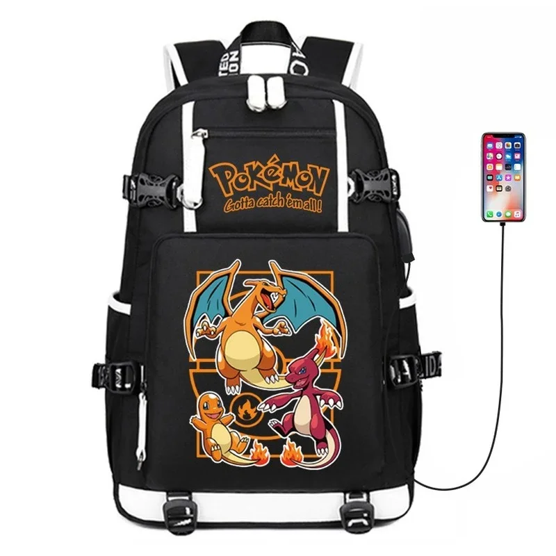 Sac à dos Charizard, Mewtwo, Gengar, Turok avec port USB (env. 47x30x15cm)
