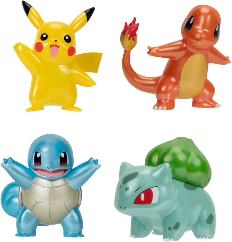 Figurines de démarrage Pokémon avec Pikachu, Salamèche, Carapuce et Bulbasaur
