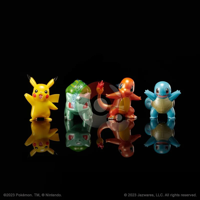Figurines de démarrage Pokémon avec Pikachu, Salamèche, Carapuce et Bulbasaur