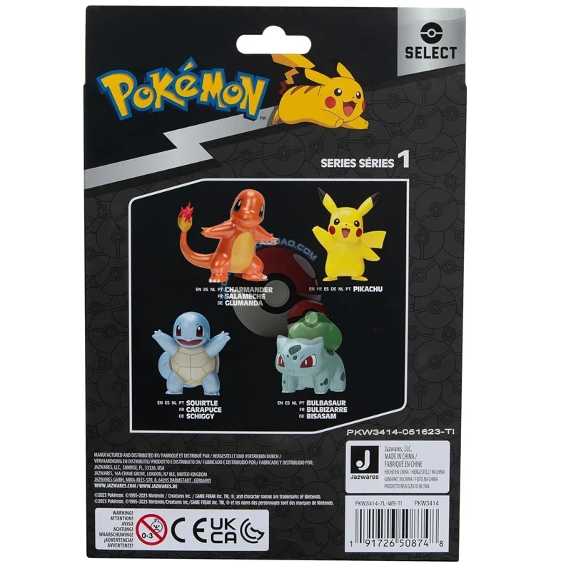 Figurines de démarrage Pokémon avec Pikachu, Salamèche, Carapuce et Bulbasaur