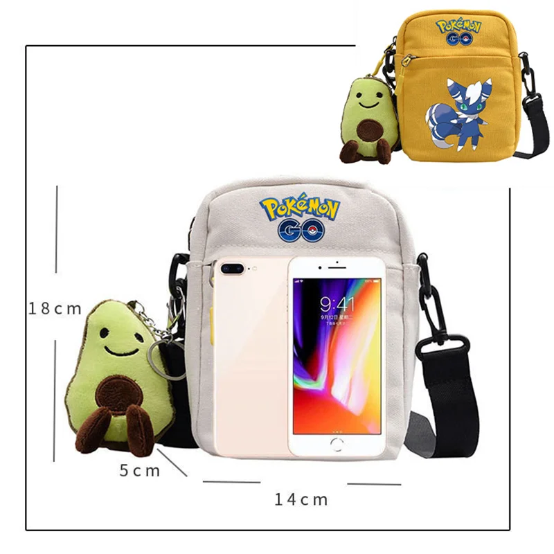 Sac besace motifs Pokémon et pendentif peluche avocat