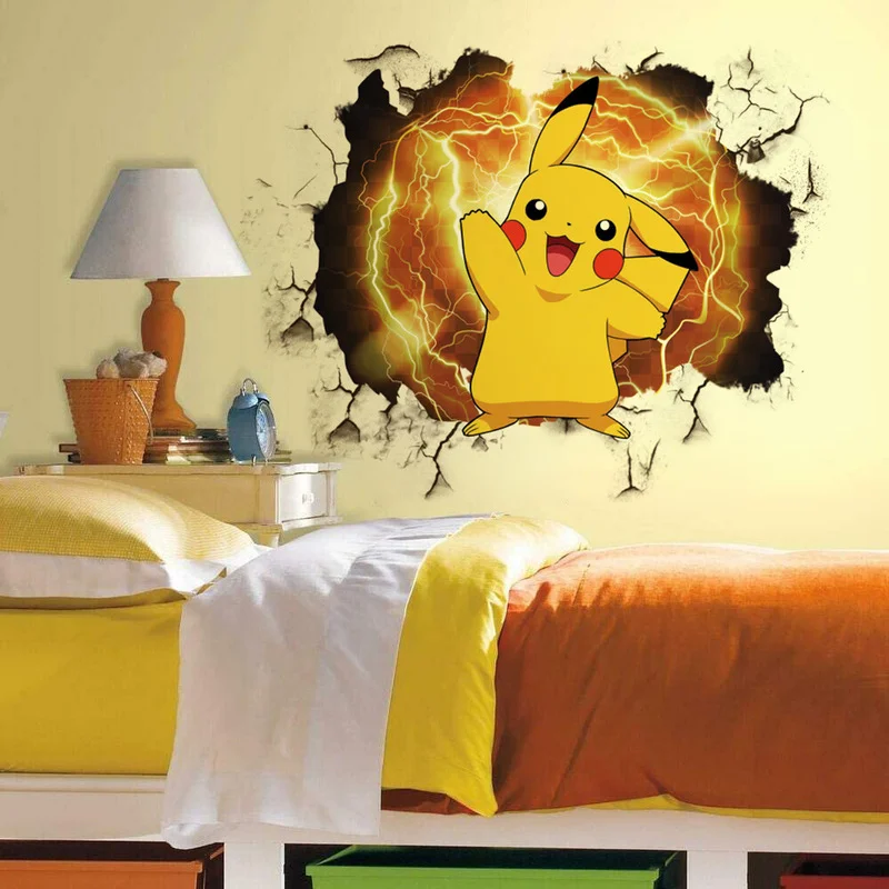 Grand sticker mural Pikachu Tatouage mural Pokémon