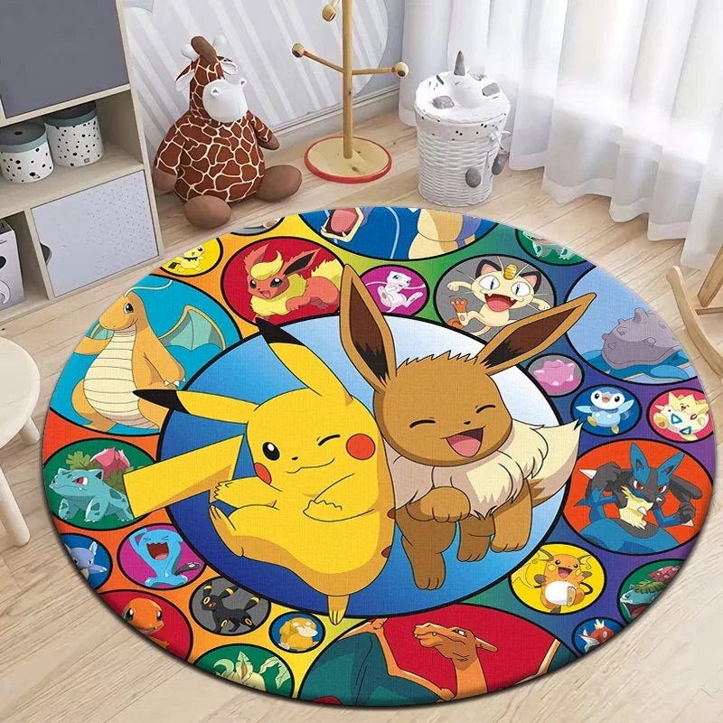 Tapis Pokémon Pikachu Eevee de forme ronde - nombreux motifs