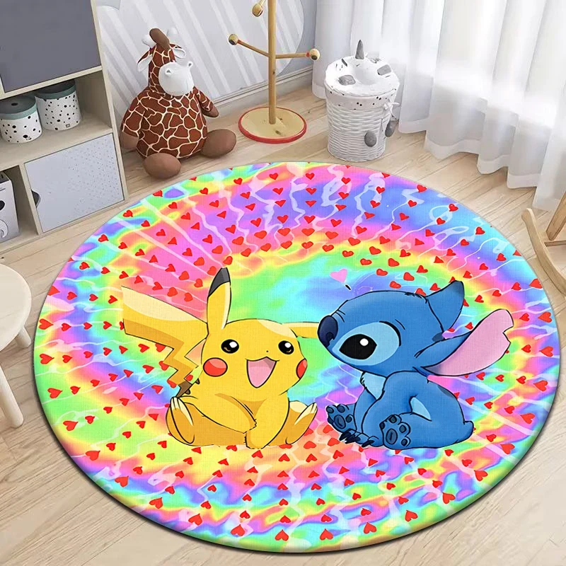 Tapis Pokémon Pikachu Eevee de forme ronde - nombreux motifs
