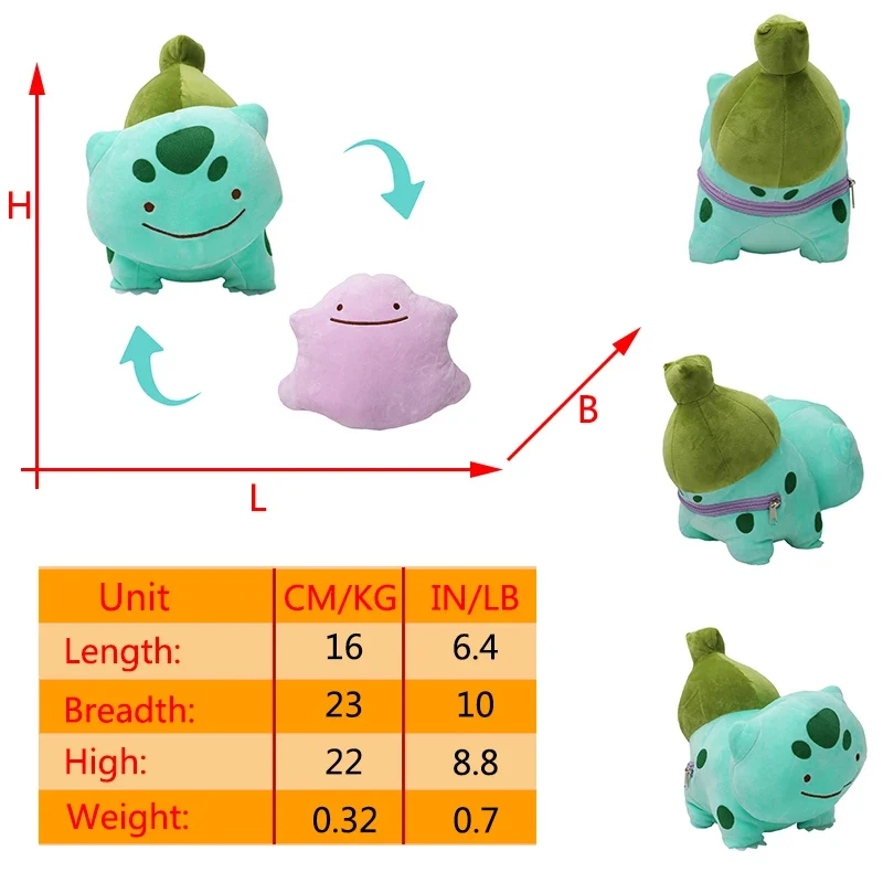 Peluche Pokémon Idem Flip 2en1 - nombreux motifs