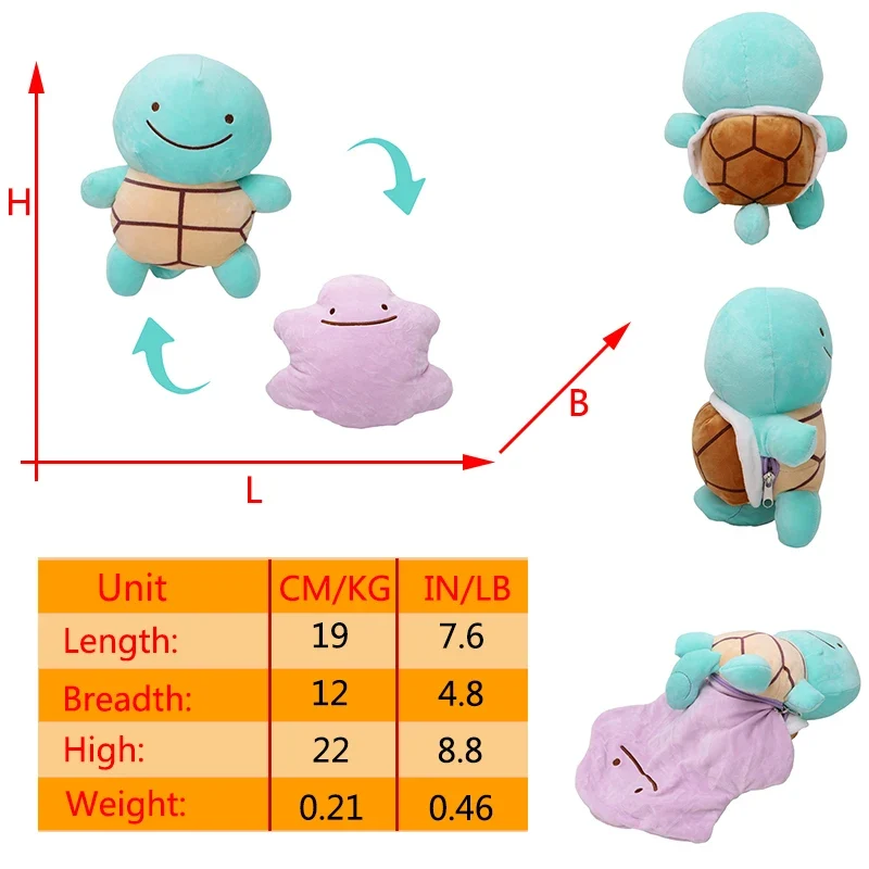 Peluche Pokémon Idem Flip 2en1 - nombreux motifs