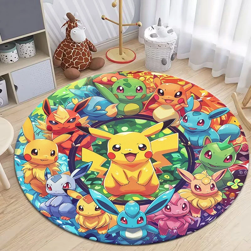 Tapis rond Pikachu aux nombreux motifs