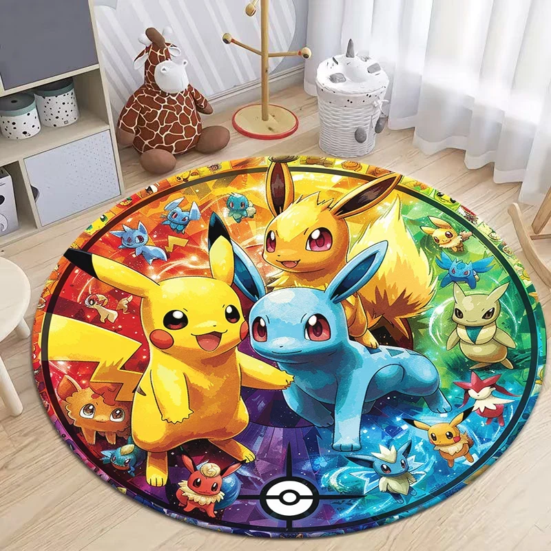 Tapis rond Pikachu aux nombreux motifs