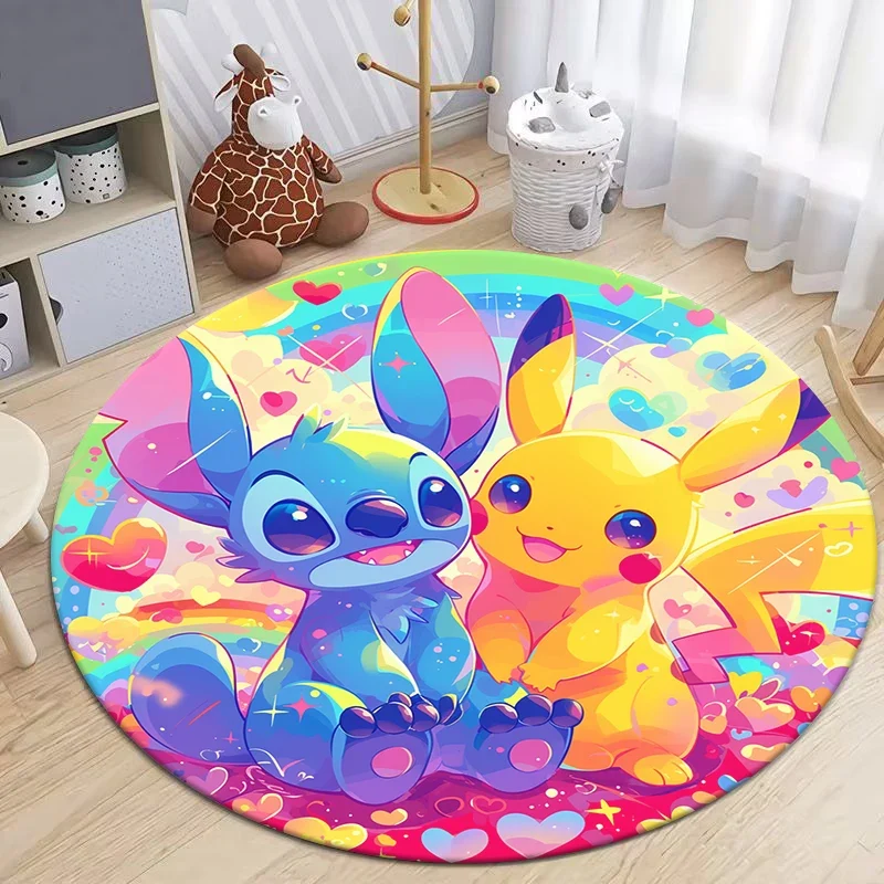 Tapis rond Pikachu aux nombreux motifs