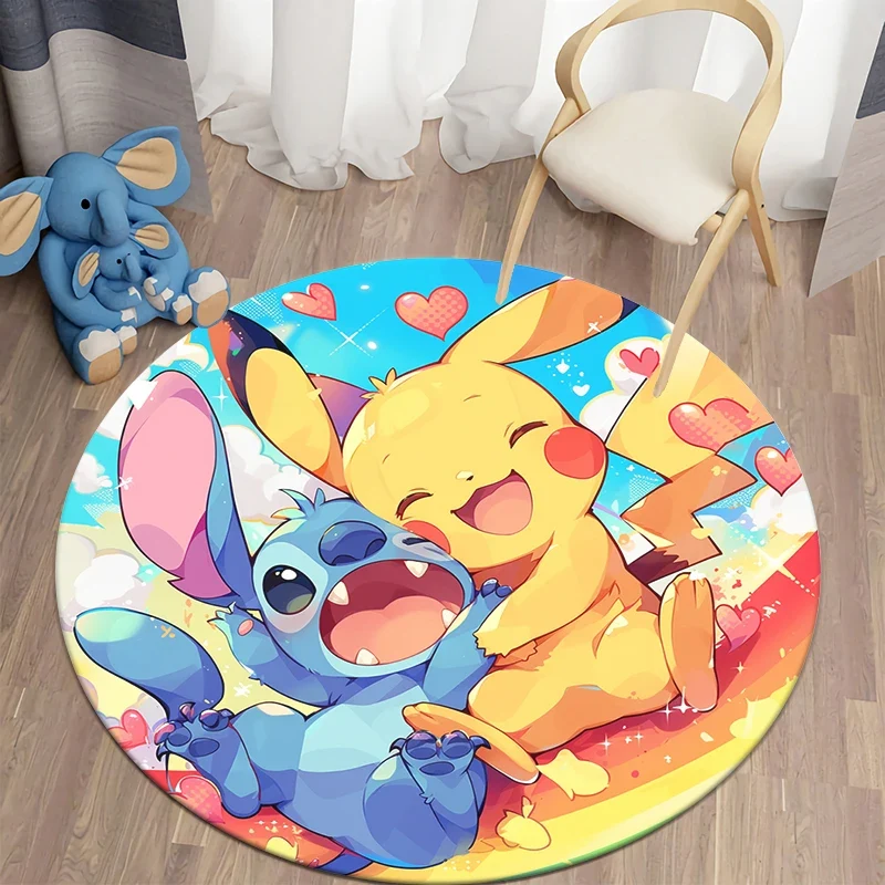 Tapis rond Pikachu aux nombreux motifs