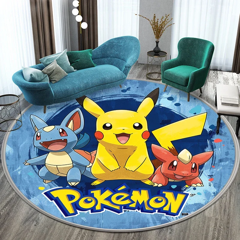 Tapis rond Pikachu aux nombreux motifs