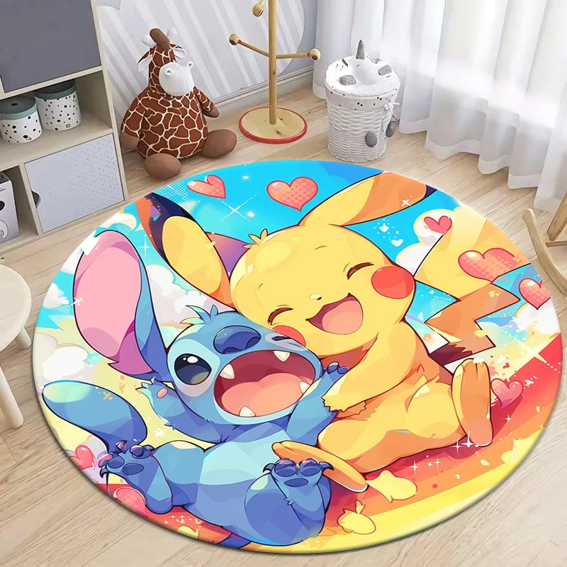 Tapis rond Pikachu aux nombreux motifs