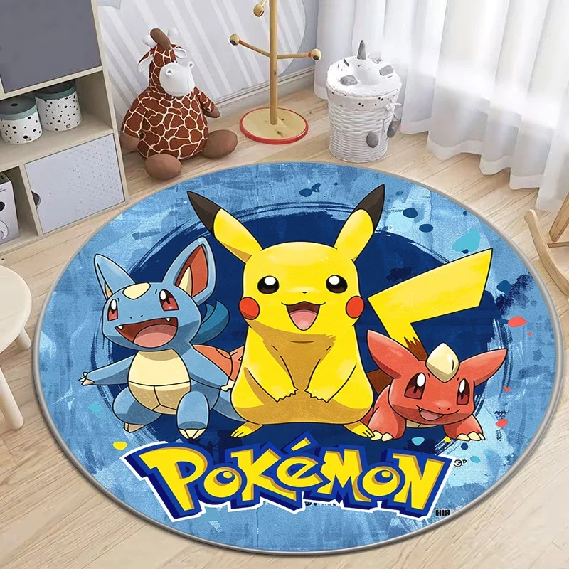 Tapis rond Pikachu aux nombreux motifs