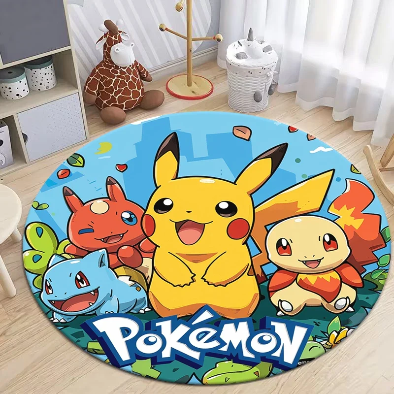 Tapis rond Pikachu aux nombreux motifs