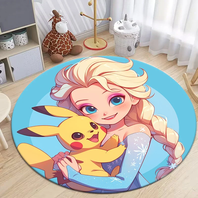 Tapis rond Pikachu aux nombreux motifs