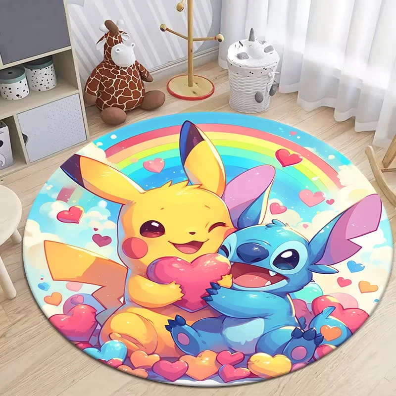 Tapis rond Pikachu aux nombreux motifs
