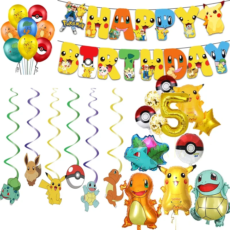 Ensembles de fête d'anniversaire Pokémon bleu ou rose