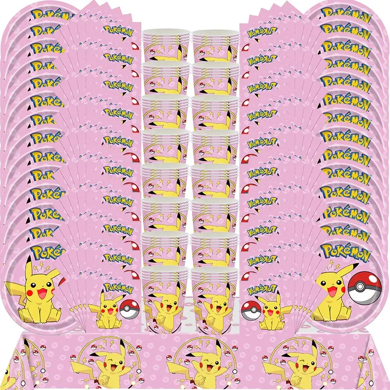 Ensembles de fête d'anniversaire Pokémon bleu ou rose