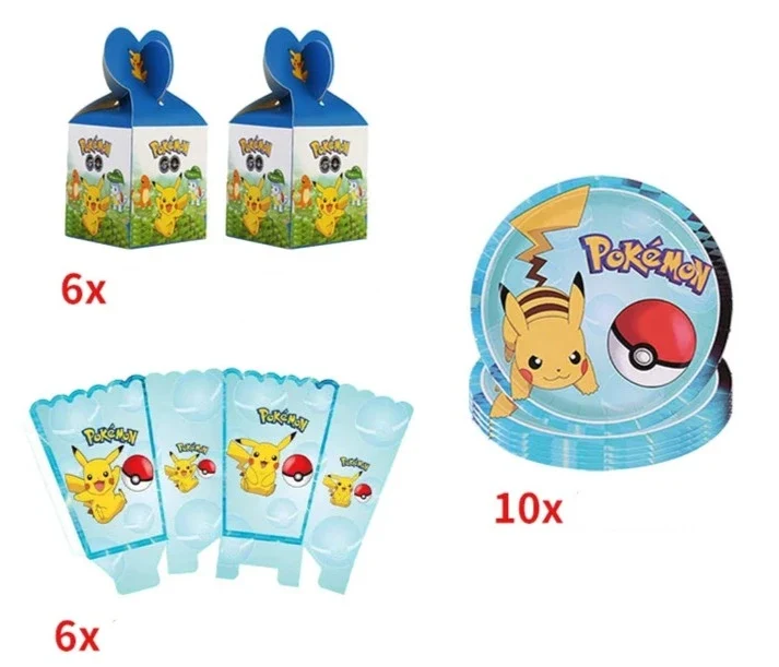 Ensembles de fête d'anniversaire Pokémon bleu ou rose